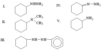 <strong>Which of the following compounds is a hydrazone? </strong> A)I B)II C)III D)IV E)V