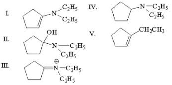 <strong>What is the major organic product of the following reaction? </strong> A)I B)II C)III D)IV E)V