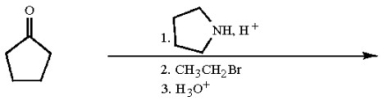 <strong>What is the molecular formula of the major organic product of the following reaction sequence? </strong> A)C<sub>7</sub>H<sub>12</sub>O B)C<sub>7</sub>H<sub>14</sub>O C)C<sub>11</sub>H<sub>19</sub>N D)C<sub>11</sub>H<sub>21</sub>N E)C<sub>11</sub>H<sub>23</sub>N