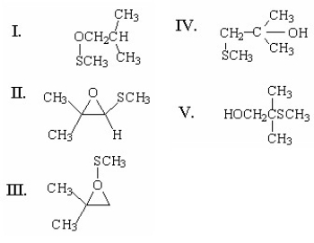 <strong>What is the major product of the following reaction? </strong> A)I B)II C)III D)IV E)V