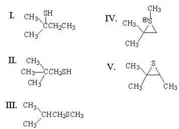 <strong>What is the major product of the following reaction? </strong> A)I B)II C)III D)IV E)V