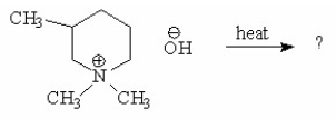 <strong>What is the major alkene formed in the following Hofmann elimination? </strong> A)I B)II C)III D)IV E)V