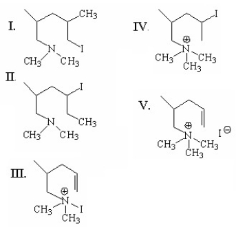 <strong>What is the product of the following reaction? </strong> A)I B)II C)III D)IV E)V