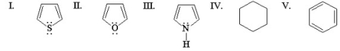 <strong>Which of the following compounds is the most reactive toward electrophilic aromatic substitution? </strong> A)I B)II C)III D)IV E)V