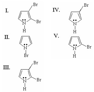 <strong>What is the major product of the following reaction? </strong> A)I B)II C)III D)IV E)V