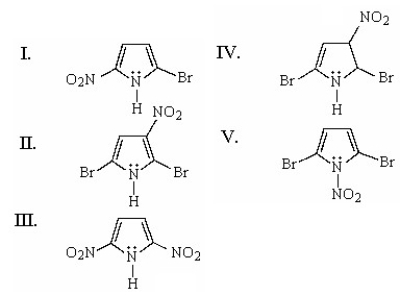 <strong>What is the major product of the following reaction? </strong> A)I B)II C)III D)IV E)V