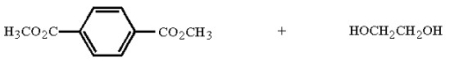 Draw the structure of the polymer and by-product that result when the two monomers below are heated together.