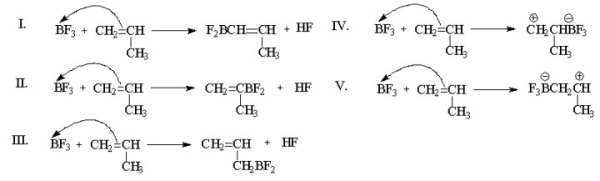 <strong>Which of the following is the chain-initiating step in the cationic polymerization of propene? </strong> A)I B)II C)III D)IV E)V