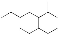 Give the systematic name of the alkane shown below.