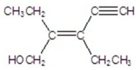 <strong>Name the structure. </strong> A)cis-3-ethyl-4-hydroxymethyl-hex-3-en-1-yne B)cis-2,3-diethylpent-2-en-4-yn-1-ol C)trans-2,3-diethylpent-2-en-4-yn-1-ol D)cis-3,4-diethylpent-3-en-1-yn-5-ol E)trans-3,4-diethylpent-3-en-1-yn-5-ol