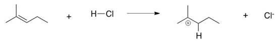 Using curved arrows show the movement of electrons in the following reaction.