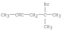 <strong>What is the IUPAC name for the following alkyne? </strong> A)5-Bromo-2-heptyne B)3-Bromo-5-heptyne C)2-Bromo-2-methyl-4-hexyne D)5-Bromo-5,5-dimethylhexyne E)5-Bromo-5-methyl-2-hexyne