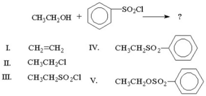 <strong>What is the major product of the following reaction? </strong> A)I B)II C)III D)IV E)V