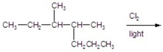 <strong>Calculate the percentage of 3-chloro-3,4-dimethylheptane formed in the following reaction. </strong> A)6)70 B)11.16 C)16.96 D)22.32 E)26.80