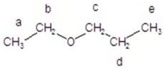 <strong>Predict the integration for each proton in the <sup>1</sup>H NMR spectrum. </strong> A)a = 2H; b = 3H; c = 2H; d = 3H; e = 2H B)a = 2H; b = 3H; c = 2H; d = 5H; e = 2H C)a = 5H; b = 5H; c = 7H; d = 7H; e = 7H D)a = 3H; b = 2H; c = 2H; d = 2H; e = 3H E)a = 3H; b = 2H; c = 2H; d = 3H; e = 2H
