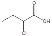 <strong>Give the structure of a compound that has a formula of C<sub>4</sub>H<sub>7</sub>ClO<sub>2</sub> and has a triplet (3H,1.1 ppm),quintet (2H,1.2 ppm),triplet (1H,4.4 ppm),and singlet (1H,11.6 ppm)in the <sup>1</sup>H NMR spectrum.</strong> A) B) C) D) E)