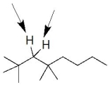 What would be the splitting pattern observed for the indicated hydrogens in the proton NMR spectrum of the following molecule?