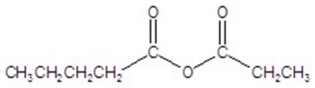 <strong>Give the name of the structure. </strong> A)butanoic ethanoic anhydride B)butanoic propanoic anhydride C)ethanoic pentanoic anhydride D)pentyl propyl anhydride E)pentanoic propanoic anhydride