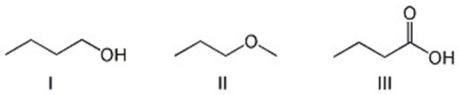 Arrange the compounds below in order of increasing boiling point.