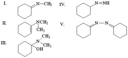 <strong>Which of the following is an enamine? </strong> A)I B)II C)III D)IV E)V