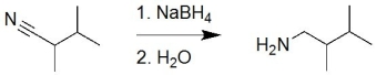In the following reduction reaction,how many hydride ions are added to the electrophilic carbon of the nitrile?