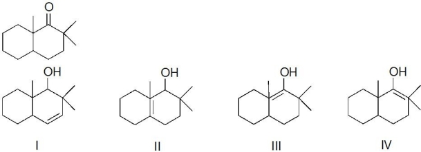 Which of the following represent the enol form of the following molecule?