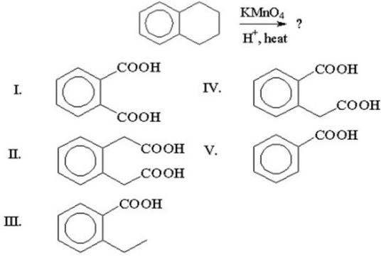 <strong>What is the major product of the following reaction? </strong> A)I B)II C)III D)IV E)V