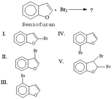 <strong>What is the major product of the following reaction? </strong> A)I B)II C)III D)IV E)V