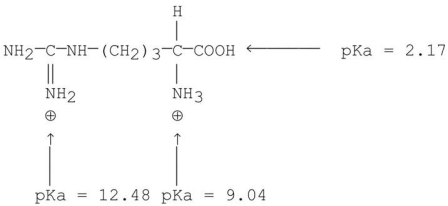 What is the pI of arginine? The structure and pKa values are shown below.