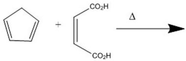 Provide the major organic product of the following Diels-Alder cycloaddition.