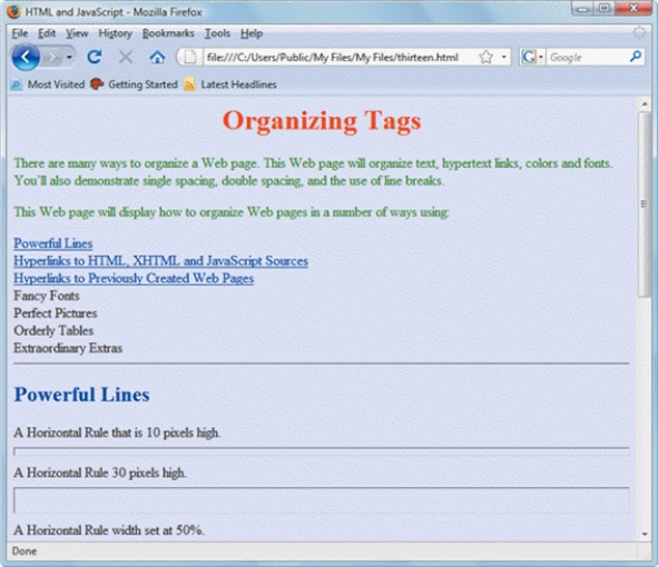 <strong>FIGURE 2-1 The correct HTML to make the Organizing Tags heading red,as shown above in Figure 2-1,would be ____.</strong> A) h1 {color:Red} B) h2 {color:Red} C) p {color:Red} D) head {color:Red}