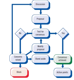 <strong> Referring to the figure above, consensus decision making seeks a solution that most of the group can agree to while trying to resolve any concerns or objections of ____.</strong> A) the minority B) absentee members C) the oldest members D) the most powerful members