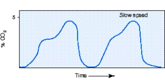 <strong>The capnogram in the figure is indicative of which of the following conditions? </strong> A) Chronic obstructive pulmonary disease (COPD) B) Cardiac arrest C) Hyperventilation D) Pulmonary embolism