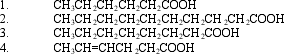<strong>Which of the following four fatty acids has the highest melting point?  </strong> A) 1 B) 2 C) 3 D) 4 <div style=padding-top: 35px> 