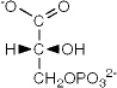 <strong>What is the name of the pictured glycolytic intermediate? </strong> A) 1-phosphoglycerate B) glyceraldehyde-3-phosphate C) dihydroxyacetone phosphate D) 3-phosphoglycerate