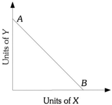 <strong>Refer to the information provided in Figure 6.7 below to answer the questions that follow.   Figure 6.7 Refer to Figure 6.7. Along budget constraint AB, the price of good X is $10 and the price of good Y is $12. If the price of X increases to $15, the budget constraint will</strong> A) pivot in at point B. B) pivot out at point A. C) shift in parallel to AB. D) pivot in at point A. <div style=padding-top: 35px> 