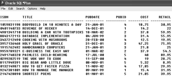Contents of the BOOKS table -Based on the contents of the BOOKS table, which of the following SQL statements will display the title of all books published by the publisher of SHORTEST POEMS?