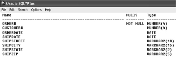Structure of the ORDERS table -Based upon the structure of the ORDERS table,which of the following SQL statements will return an error message upon execution?