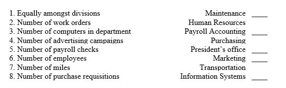 An activity base is used to charge service department expenses. Match each of the following questions with an activity base.