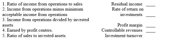 Match the following terms with the best definition given below.