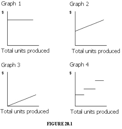 <strong>  Which of the graphs in Figure 20-1 illustrates the behavior of a total fixed cost?</strong> A) Graph 2 B) Graph 3 C) Graph 4 D) Graph 1 <div style=padding-top: 35px> 