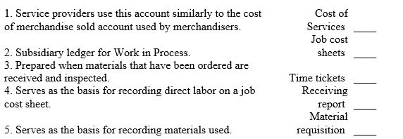 Match each of the following terms with the phrase that most closely describes it. Each answer may be used only once.