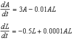 <strong>Suppose that we model populations of aphids and ladybugs with the system of differential equations: Find the expression for .</strong> A) e. b. f. c. g. d. h.