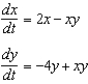 Consider the following predator-prey system where x and y are in millions of creatures and t represents time in years: (a) Show that (4, 2) is the nonzero equilibrium solution.(b) Find an expression for .(c) The direction field for the differential equation is given below: (i) Locate (4, 2) on the graph.(ii) Sketch a rough phase trajectory through P indicated in the graph.(d) With the aid of the phase trajectory, answer the following questions: (i) For the region and 0 < y < 2, is x (t) increasing or decreasing? Is y (t) increasing or decreasing? Describe in words how the two species interact with one another.(ii) For the region x > 4 and 0 < y < 2, is x (t) increasing or decreasing? Is y (t) increasing or decreasing? Describe in words how the two species interact with one another.(iii) For the region x > 4 and y > 2, is x (t) increasing or decreasing? Is y (t) increasing or decreasing? Describe in words how the two species interact with one another.(iv) For the region 0 < x < 4 and y > 2, is x (t) increasing or decreasing? Is y (t) increasing or decreasing? Describe in words how the two species interact with one another.(e) Suggest a pair of species which might interact in the manner described by this system.