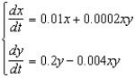 In each of the given systems, x and y are populations of two different species which are solutions to the differential equations. For each system, describe how the species interact with one another (for example, do they compete for the same resources, or cooperate for mutual benefit?) and suggest a pair of species that might interact in a manner consistent with the given system of equations.(a) (d) (b) (e) (c) (f)
