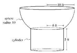 The tank in the figure below is full of water with a density 62.5 lb/ft<sup>3</sup>. How much work is required to empty the tank by pumping water to a point 4 feet above the top of the tank?