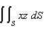 Evaluate the surface integral , where S is the triangle with vertices , and
