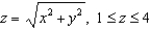 Find the mass of a thin funnel in the shape of a cone , is its density function is .