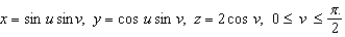 Consider the top half of the ellipsoid parametrized by . Find a normal vector N at the point determined by , and determine if it is upward and/or outward.