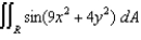 Evaluate by making an appropriate change of variables, where R is the region in the first quadrant bounded by the ellipse .